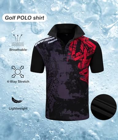 ZITY Golf Polo Shirts for Men Short Sleeve Athletic Tennis T-Shirt Black Bright Red 3XL - Image 5