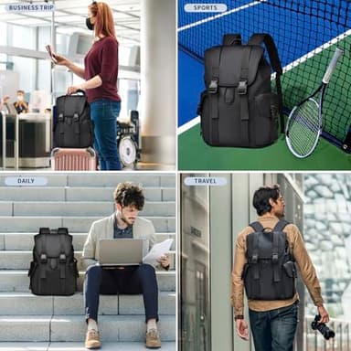 Laptop Backpack for Men, Waterproof Work Commuter College Backpack with Durable Metal Buckle and Drawstring Design, 17.3 Inch Business Computer Backpack for Tablet, Notebook - Image 7