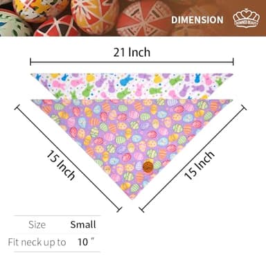 CROWNED BEAUTY Easter Dog Bandanas Reversible Small 2 Pack, Easter Joy Set, Purple Plaid Stripes Adjustable Triangle Holiday Scarves for Dogs Cats Boy Girl Pets DB161-S - Image 2