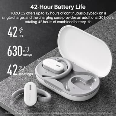 TOZO O2 True Open Ear Wireless Headphones Lightweight with Multi-Angle Adjustment, Bluetooth 5.3 Earbuds with Dual-Axis Design for Long-Lasting Comfort, Crystal-Clear Calls for Driving, White - Image 6