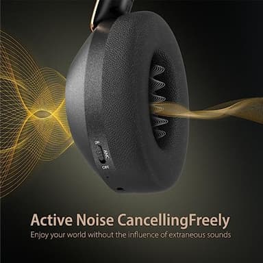 EAORUL Active Noise Cancelling Headphones, 100H Playtime Headphones Wireless Bluetooth, Bluetooth Headphone with Mic, Over Ear Wireless Headphone with Deep Bass,Fast Charging for Travel - Image 4