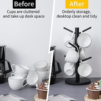 MyLifeUNIT Mug Holder Tree, Coffee Cup Holder with 6 Hooks (Black) - Image 6