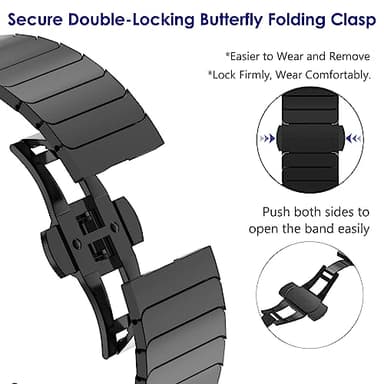 WINGLE Compatible for Apple Watch Band Ultra 3/2/1 Band 49mm Series 11 10 46mm 45mm 44mm 42mm SE 3/2/1 Series 9 8 7 6 5 4 3 2 1 Men, Stainless Steel Classy Business Metal iWatch Bands Bracelet, Black - Image 3