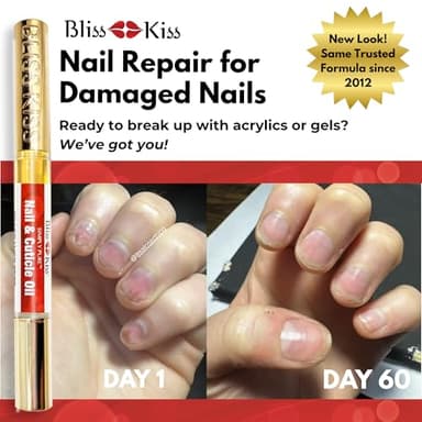 Bliss Kiss | 1 Fragrance Free | Nail Oil Cuticle Pen w/Vitamin E & Jojoba⏤Nail Strengthener Nail Growth Serum for Brittle Peeling Breaking Thin Nails - Image 2