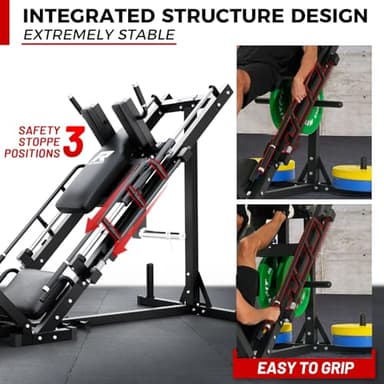 RitFit Leg Press Hack Squat Machine, Professional Adjustable Leg Press Machine for Home Gym with Linear Bearing, Specialty Hack Squat Machine for Full Lower Body Workout with Weight Storage Posts - Image 5