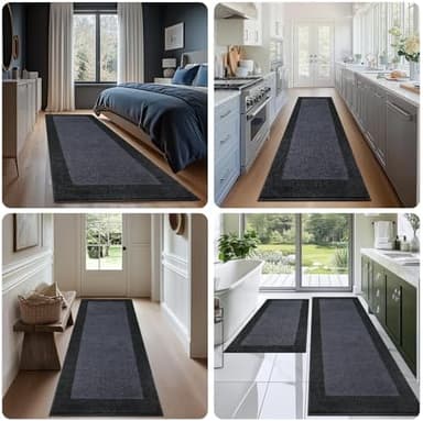 Machine Washable (24" x 36"+ 24" x 60"') Kitchen Rugs Set of 2, Non Slip Kitchen Mats for Floor, Absorbent Entrance Runner Rugs for Bedroom, Hallway, Bathroom, Door (Roll Packing - Image 4