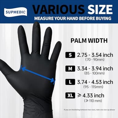 Supmedic Disposable Nitrile Gloves, Chemical Resistant, Powder-Free, Latex-Free, Food Safe, Medical Exam Gloves, Black, X-Large, 100 Pcs - Image 7