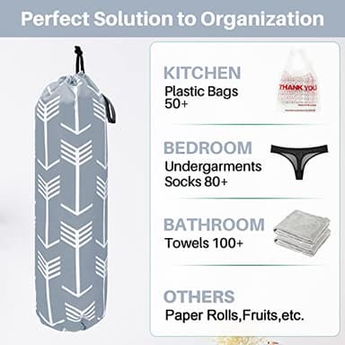 TOGETRUE Plastic Bag Holder, Wall Mount Large Grocery Bag Holder for Plastic Bags Storage, Lightweight Shopping Bags Carrier Dispensers with Hanging Loop for Farmhouse Home Kitchen Decor(Pastel Grey) - Image 5