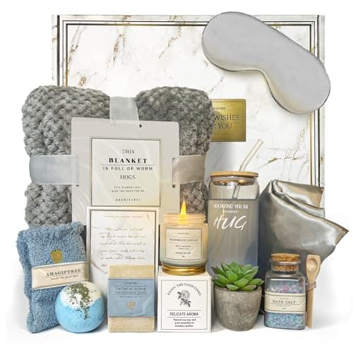 Get Well Soon Gift Baskets - 12PC Care Package for Women After Surgery, Birthday, Sympathy & Grief Gifts (Grayish) - Image 1