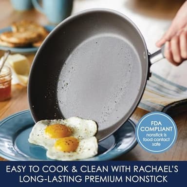 Rachael Ray - 16802 Rachael Ray Cucina Nonstick Cookware Pots and Pans Set, 12 Piece, Sea Salt Gray - Image 4