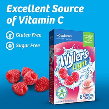 Wyler's Light Singles To Go Drink Mix, Variety 6 Pack, Pink Lemonade, Strawberry Lemonade, Fruit Punch, Cherry, Raspberry, and Raspberry Lemonade (48 Drink Sticks Total) - Image 4