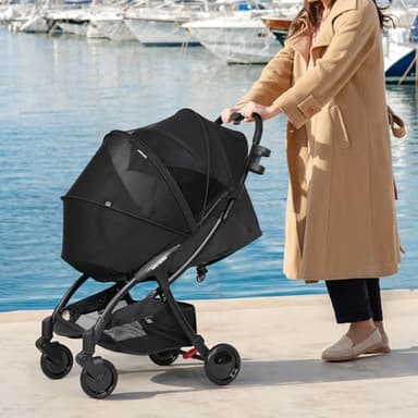 Beberoad Love Universal Stroller Sunshade & Mosquito Net 2-in-1 Stroller Cover UV Protection with 2-Way Zipper (Black) - Image 2