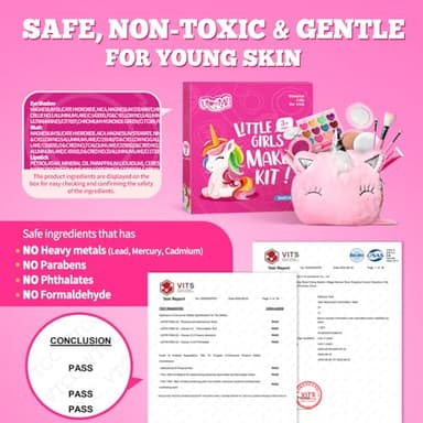 ULOVEME Kids Real Makeup Kit for Girls with Fluffy Purse - Real, Non Toxic, Washable Make Up Toy - Umicorn Toys Gift for 3 4 5 6 7 8 Years Old Girls Birthday (Pink Umicorn) - Image 4