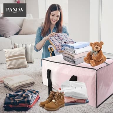 PANDA JOYS Extra Large Moving Bags with Zippers & Carrying Handles, Heavy-Duty Storage Tote for Space Saving Moving Storage, Fold Flat, Alternative to Box and Bin - 8 Pack, Semi-Transparent - Image 6
