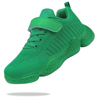 Santiro Big Boys Tennis Shoes Girls Kids Sneakers Lightweight Running Shoes Breathable Mesh No Laces Walking Shoes All Green 4 M US - Image 1