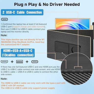 KEFEYA Laptop Screen Extender 15.6", FHD 1080P Portable Triple Monitor for Laptops 13-17.3", 120% sRGB 235° Rotation Detachable Laptop Monitor Extender for Windows/Mac/Dex/Chrome/Surface, Plug n Play - Image 4