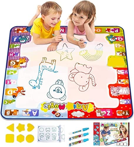 KIZZYEA Toys for 2 3 4 5 Years Old Boys Girls, Water Doodle Mat for Kids, Large Coloring Painting Writing Mat with Neon Colors, Educational Toys Christmas Birthday Gifts for Age 2-4, 3-5 Toddlers - Image 1