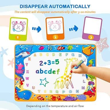 Water Doodle Mat - Kids Painting Writing Color Doodle Drawing Mat Toy Bring Magic Pens Educational Toys for Age 2 3 4 5 6 7 Year Old Girls Boys Age Toddler Gift - Image 5