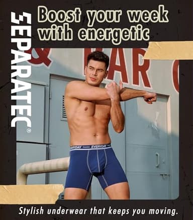 Separatec Cotton Dual Pouch Men's Underwear Comfortable Soft Breathable Everyday Boxer Briefs for men 7 Pack(L, Assorted Colors) - Image 6