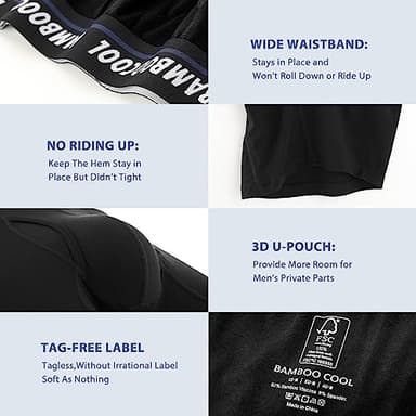 BAMBOO COOL Men's Long Boxer Briefs Performance Long Leg Sports Boxer Brief Underwear MultiPack - Image 5