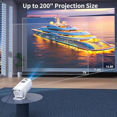 Mini Projector, Portable Outdoor Projector 4K Supported, Short Throw Movie Projector Compatible with Smartphone, TV Stick, Laptop, Game Consoles - Image 3