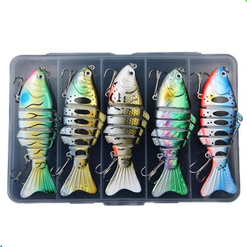 EXAURAFELIS 5pcs 7 Segment Multi-Jointed Swimbaits Fishing Lures for Bass Trout Perch Slow Sinking Lifelike Fishing Lure Kit Swimming Lures Freshwater Saltwater - Image 1