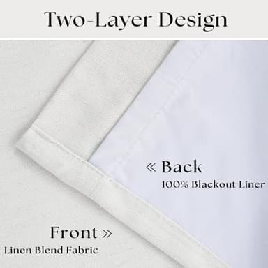 TWODRAPES 90 Inch Linen Blackout Curtains Pinch Pleated for Living Room Thermal Noise Reduction Two Layer 100% Black Out Curtains with Liner Back Tab Pinch Pleat Rings Hooks Window Drapes Track Ivory - Image 4
