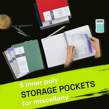 ONAVIA Spiral Notebook for School, 5 Subject, College Ruled Paper, 200 Sheets, 9" x 11", 5 Dividers with Pockets, 3 Hole Punched Perforated, Plastic Cover,Lined Journal,School Supplies,Cornflower Blue - Image 6