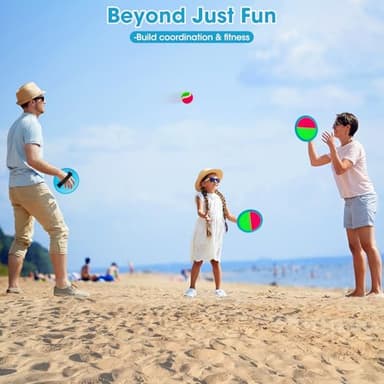 Ayeboovi Toss and Catch Ball Set Beach Toys Pool Toys Outdoor Games Outdoor Toys Yard Games Easter Toys Gifts for Kids Ball and Catch Game with 4 Paddles and 4 Balls [Upgraded Version] - Image 2