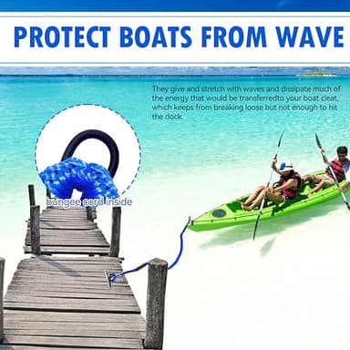 4FT Bungee Dock Lines for Boat | Single Hook Dock Rope | Ideal Boat Ropes for Kayak, Jet Ski & Pontoon (Blue) - Image 7