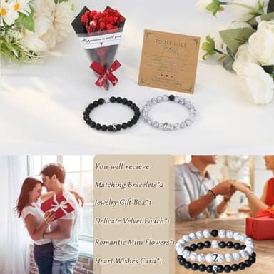 MAIBAOTA Anniversary Romantic Gifts for Men Women, Matching Couple Bracelets for Boyfriend Girlfriend Husband Wife, Wedding Ideas for Him Her - Image 6