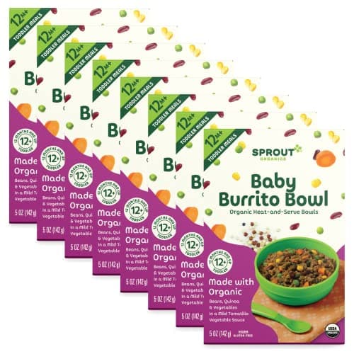 Sprout Organic Baby Food, Toddler Meals, Veggie Burrito Bowl with Beans & Quinoa, 5 Oz Bowl (8 Count) - Image 1