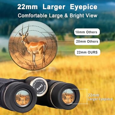 8x42 HD Binoculars for Adults High Powered with Phone Adapter and Tripod, Super Bright BAK4 Prism Waterproof Compact Binoculars for Bird Watching Hunting Stargazing Hiking Cruise Travel - Image 3
