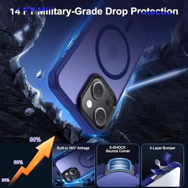 Vlanxie Upgraded Magnetic for iPhone 13 Case/iPhone 14 Case,[Compatible with Magsafe & Military-Grade Protection] Slim Phone Case for iPhone 13/14 6.1 inch (Deep Blue) - Image 4