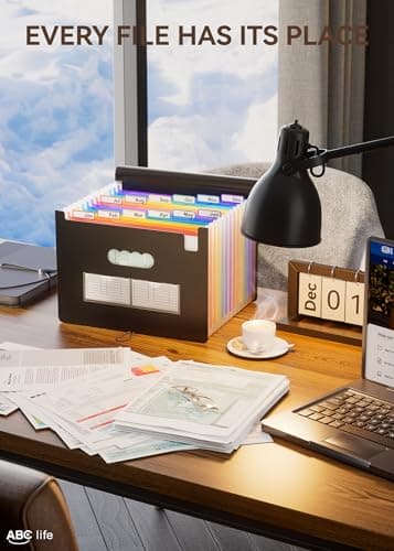 ABC life 12 Pockets Accordion File Organizer, Expanding File Folders, Portable Monthly Bill Receipt Organizer with Colorful A-Z Tabs, Desktop Folders Letter A4 Paper Document Storage for Home Office - Image 5