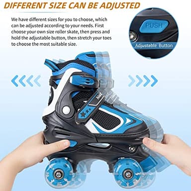 Nattork Kids Roller Skates for Boys Girls, 4 Sizes Adjustable Quad Skates with Light up Wheels,Beginner Kids Roller Skates Indoor Outdoor - Image 4