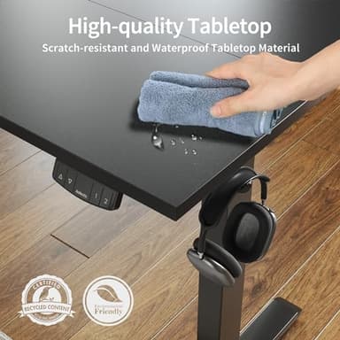 Agilestic Electric Standing Desk, 48 x 24 Inches Height Adjustable Desk, Sit Stand up for Work Office Home, Ergonomic Rising Gaming Computer Table with Memory Preset, Black - Image 6