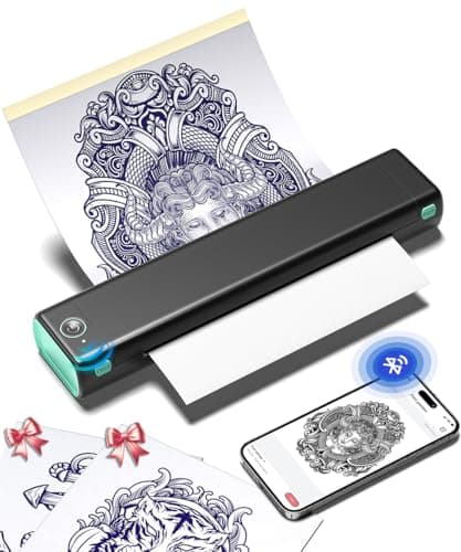 Phomemo M08F Wireless Thermal Tattoo Stencil Printer with 10pcs Transfer Paper, Compatible with Phone/Tablet/PC, Supplies for Tattoo Artists & Beginners, Black & Green - Image 1