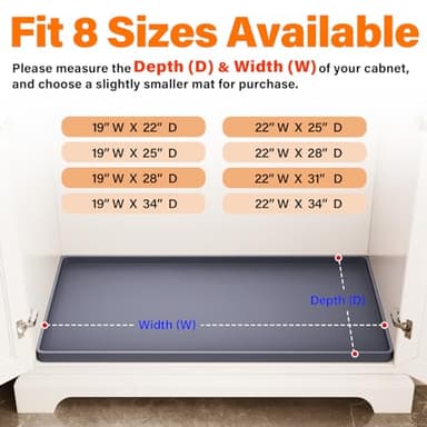 FLATO Waterproof Under Sink Mat 34" x 22" Shelf Liner for Kitchen and Bathroom, Cabinet Protector, Organizers and Storage, Flexible Silicone Drip Tray - Image 5