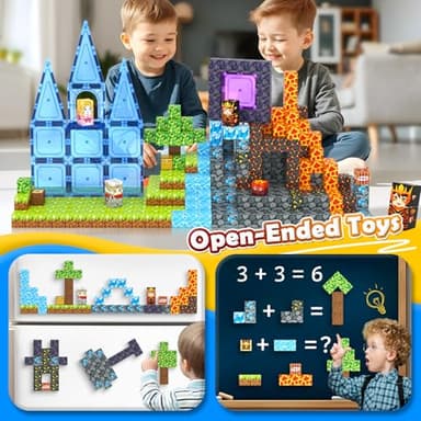 IGIVI Magnetic Blocks - Build Mine Magnet World Lava Valley Set, 1" Magnetic Cube Building Toys for Kids Ages 3+, Montessori Sensory Toys for Toddlers, Creative Game Themed Toy Gifts for Boys & Girls - Image 5