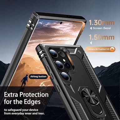 IKAZZ for Galaxy S25 Ultra Case,Military Grade Shockproof Heavy Duty Protective Phone Cover Pass 16ft Drop Test with Magnetic Kickstand Car Mount Holder Black - Image 5