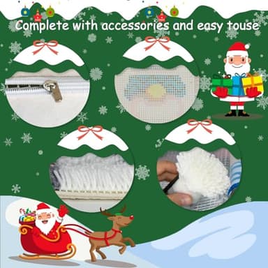 LAPATAIN Latch Hook Kits for DIY Throw Pillow Cover,Needlework Cushion Cover Hand Craft Crochet for Great Family 17X17inch Christmas Hat - Image 3