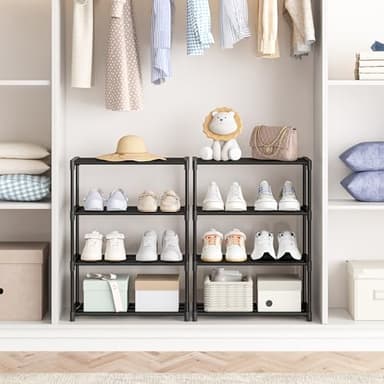 Autonomier 4 Tier Small Shoe Rack, Narrow Stackable Shoe Shelf for Kids Toddler Adult, Lightweight Shoe Rack Stand for Closet Dorm Storage Organizer, Front Door Entrance, Entryway - Image 6