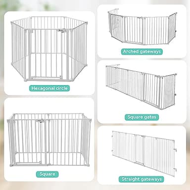 COMOMY 150" Extra Wide Baby Gate With Door - Auto Close Fence Play Area for House Doorways, Fireplace - Walk Through Pet Gate, Hardware Mounted, 6-Panels (30" Tall, White) - Image 7