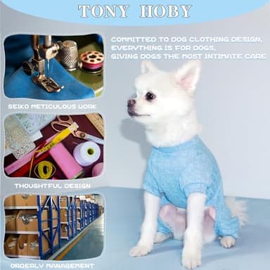 TONY HOBY Dog Pajamas, Dog Jumpsuit, 4 Legged Knitted Dogs Pajamas for Small Medium Dogs (Blue, S) - Image 5