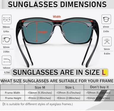 GEGURI Polarized Sunglasses Fit Over Glasses for Men Women, Oversized Square Sun Glasses UV400 Protection Shades - Image 8