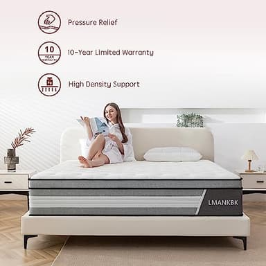 LMANKBK King Mattress, 14 Inch Innerspring Hybrid Mattresses in a Box with Gel Memory Foam, Individually Wrapped Encased Coil Pocket Spring Mattress, Pressure Relief, Medium Firm Support,76"*80"*14"… - Image 6