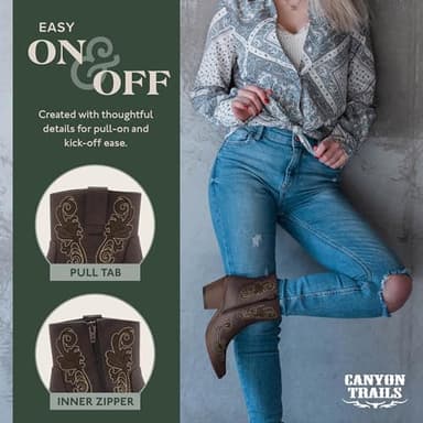 Canyon Trails - Western Boots for Women - Ankle Style Cowgirl Boots (Dark Brown- Arlene) Comfortable Women Cowboy Boots for Women & Teen Girls - Women Cowgirl Boot, Dark Brown, 11 - Image 4
