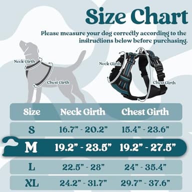 rabbitgoo Dog Harness Medium Sized, No Pull Pet Harness with 3 Buckles, Adjustable Soft Padded Vest with Control Handle, Walking Reflective Pet Vest for Medium Dogs, Blue Coral, M - Image 2