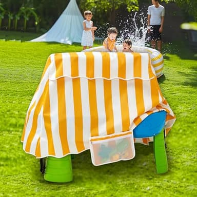 UNARK Water Table Cover with Toy Storage Bag,Kids Water Table Cover for Water Table,Water Table Accessories for Toddlers 1-3,Waterproof Protective Covers for Toddler Outdoor Toys(Yellow) - Image 2